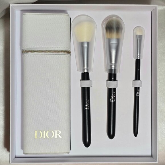 Dior Backstage 3pc Makeup Brush Gift Set with White Case Limited Edition NIB - Picture 3 of 3
